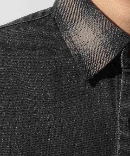 niko and...（ニコアンド）の「Plaid Panel Denim Shirt[niko and ...JEANS]（シャツ/ブラウス・メンズ・ブラック/ブルー・LARGE/MEDIUM）」の11枚目の写真