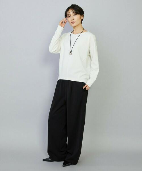 MOGA(モガ)の「トリアセカルゼセミワイドパンツ(その他パンツ・レディース・ダークネイビー/ブラック・1/2/3)」の4枚目の写真
