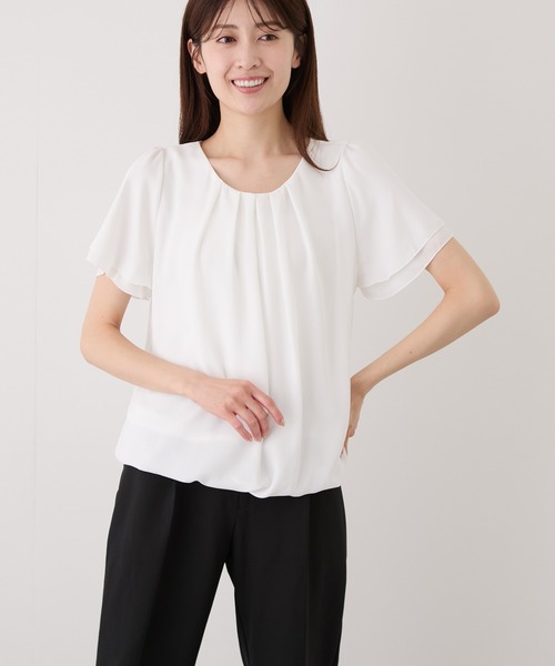 Jayro(ジャイロ)の「胸元タックブラウス(シャツ/ブラウス・レディース・ピンク/ネイビー/ホワイト系その他/サックスブルー・M)」の5枚目の写真
