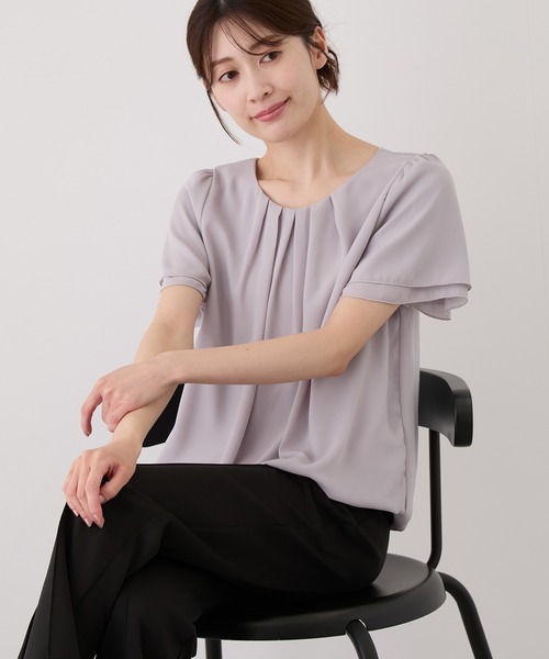 Jayro(ジャイロ)の「胸元タックブラウス(シャツ/ブラウス・レディース・ピンク/ネイビー/ホワイト系その他/サックスブルー・M)」の21枚目の写真