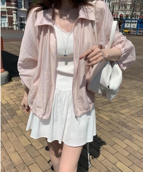 FACTOTUM(ファクトタム)の「襟付きジップスシャツ(シャツ/ブラウス・レディース・ホワイト/ピンク・FREE)」の6枚目の写真