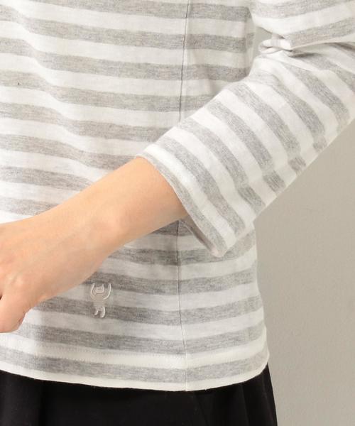 coen（コーエン）の「スラブ天竺ボーダーVネックカットソー（Tシャツ/カットソー・レディース・グレー/ベージュ・LARGE/MEDIUM）」の11枚目の写真