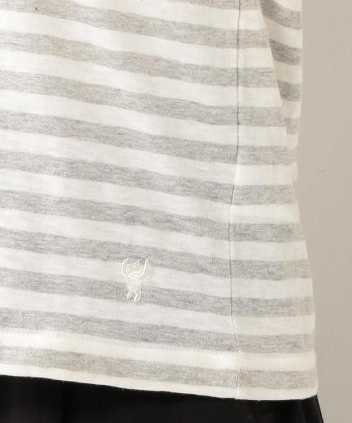 coen（コーエン）の「スラブ天竺ボーダーVネックカットソー（Tシャツ/カットソー・レディース・グレー/ベージュ・LARGE/MEDIUM）」の12枚目の写真