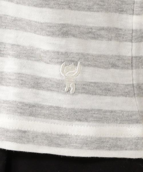 coen（コーエン）の「スラブ天竺ボーダーVネックカットソー（Tシャツ/カットソー・レディース・グレー/ベージュ・LARGE/MEDIUM）」の14枚目の写真