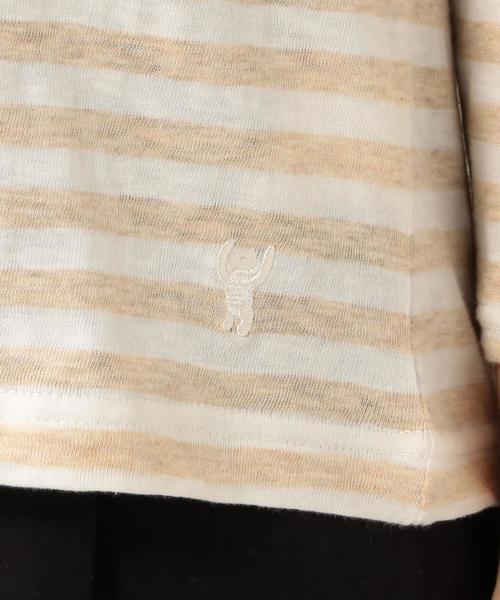 coen（コーエン）の「スラブ天竺ボーダーVネックカットソー（Tシャツ/カットソー・レディース・グレー/ベージュ・LARGE/MEDIUM）」の10枚目の写真