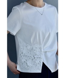 cawaii | 花のスクエアレースのタックTシャツトップス(Tシャツ/カットソー)