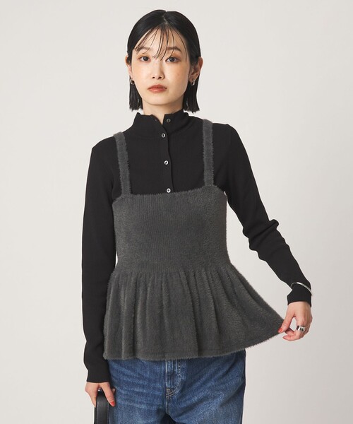 green label relaxing（グリーンレーベルリラクシング）の「フラッフフェザー ニット キャミソール（キャミソール・レディース・ブラウン/ダークグレー・FREE）」の8枚目の写真