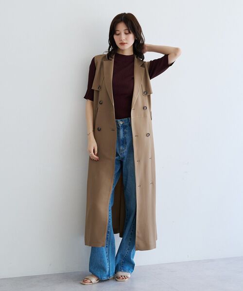 YECCA VECCA(イェッカヴェッカ)の「【UVカット/接触冷感】トレンチジレワンピース(ジャンパースカート・レディース・ブラウン/ボルドー/ベージュ・FREE)」の2枚目の写真