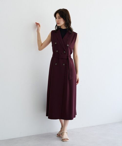 YECCA VECCA(イェッカヴェッカ)の「【UVカット/接触冷感】トレンチジレワンピース(ジャンパースカート・レディース・ブラウン/ボルドー/ベージュ・FREE)」の3枚目の写真