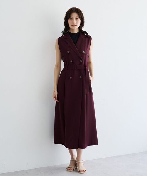 YECCA VECCA(イェッカヴェッカ)の「【UVカット/接触冷感】トレンチジレワンピース(ジャンパースカート・レディース・ブラウン/ボルドー/ベージュ・FREE)」の19枚目の写真