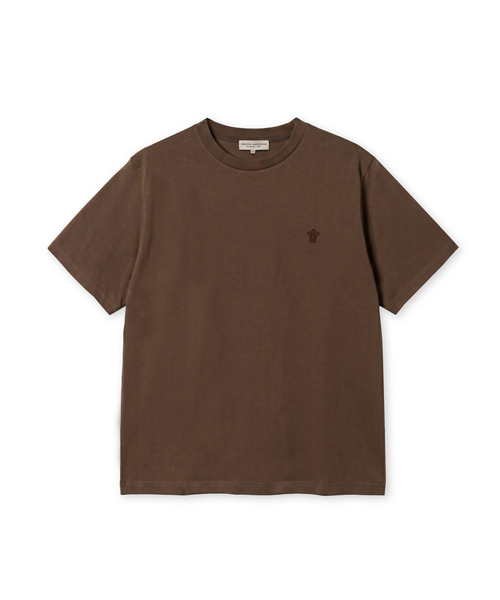 EDINBURGH CLUB(エディンバラクラブ)の「ESSENTIAL EMBROIDERY T-SHIRT (BROWN)(Tシャツ/カットソー・メンズ・ブラウン・SMALL/MEDIUM/LARGE)」の1枚目の写真