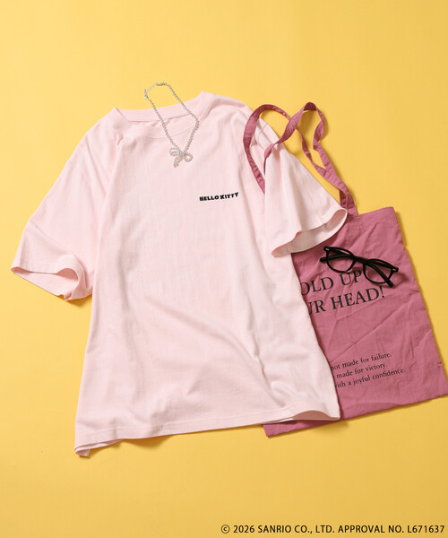 FREAK'S STORE(フリークスストア)の「SANRIO/サンリオ ”HELLO KITTY' 目隠し コミックプリントTシャツ(Tシャツ/カットソー・レディース・オフホワイト/チャコール/ピンク・フリ-)」の19枚目の写真
