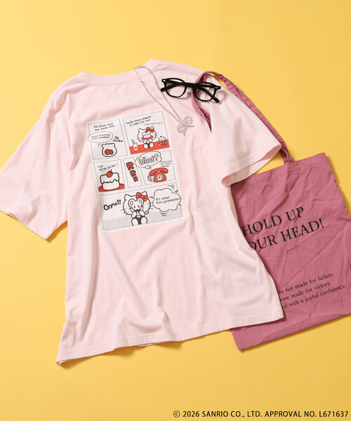 FREAK'S STORE(フリークスストア)の「SANRIO/サンリオ ”HELLO KITTY' 目隠し コミックプリントTシャツ(Tシャツ/カットソー・レディース・オフホワイト/チャコール/ピンク・フリ-)」の21枚目の写真