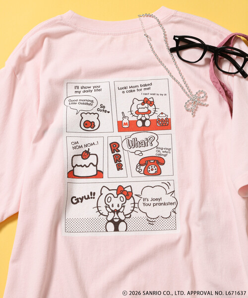 FREAK'S STORE(フリークスストア)の「SANRIO/サンリオ ”HELLO KITTY' 目隠し コミックプリントTシャツ(Tシャツ/カットソー・レディース・オフホワイト/チャコール/ピンク・フリ-)」の22枚目の写真