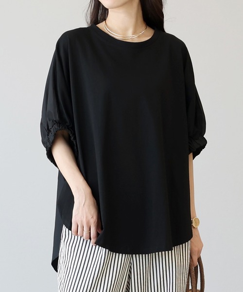Aletta vita(アレッタビータ)の「異素材切替ドルマンプルオーバー(Tシャツ/カットソー・レディース・オフホワイト/ブラック・FREE)」の14枚目の写真