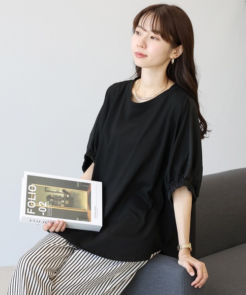 Aletta vita(アレッタビータ)の「異素材切替ドルマンプルオーバー(Tシャツ/カットソー・レディース・オフホワイト/ブラック・FREE)」の19枚目の写真