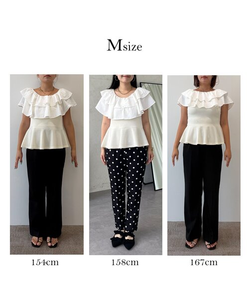 prose verse(プロズヴェール)の「オフショル2wayボリュームフリルペプラムトップス(Tシャツ/カットソー・レディース・アイボリー/ブラック・LARGE/MEDIUM)」の12枚目の写真