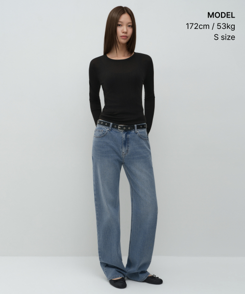 MUSINSA STANDARD WOMAN（ムシンサスタンダードウーマン）の「ウィメンズソフトリブ長袖Tシャツ[ブラック]（Tシャツ/カットソー・レディース・その他・X-SMALL/SMALL/MEDIUM/LARGE）」の2枚目の写真
