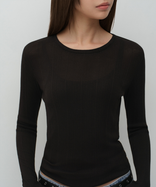 MUSINSA STANDARD WOMAN（ムシンサスタンダードウーマン）の「ウィメンズソフトリブ長袖Tシャツ[ブラック]（Tシャツ/カットソー・レディース・その他・X-SMALL/SMALL/MEDIUM/LARGE）」の4枚目の写真
