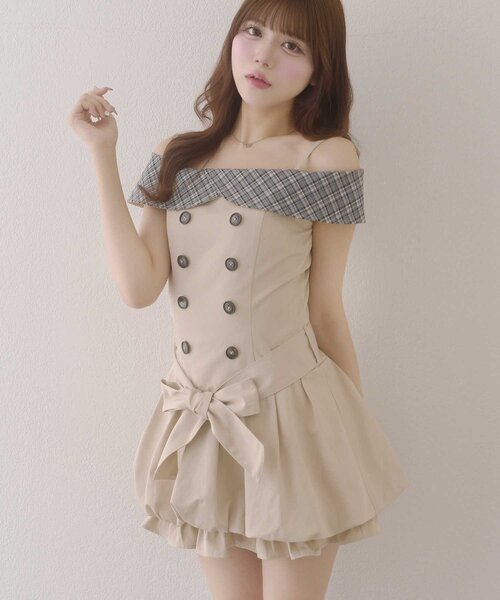 Belle Charme(ベルシャルム)の「【Belle Charme】2way Trench Onepiece(ワンピース・レディース・ブラック/ベージュ/アイボリー・FREE)」の4枚目の写真