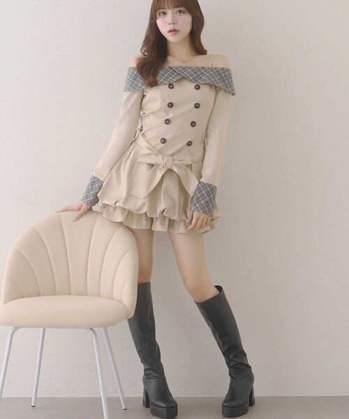 Belle Charme(ベルシャルム)の「【Belle Charme】2way Trench Onepiece(ワンピース・レディース・ブラック/ベージュ/アイボリー・FREE)」の5枚目の写真