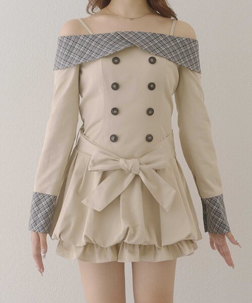 Belle Charme(ベルシャルム)の「【Belle Charme】2way Trench Onepiece(ワンピース・レディース・ブラック/ベージュ/アイボリー・FREE)」の6枚目の写真