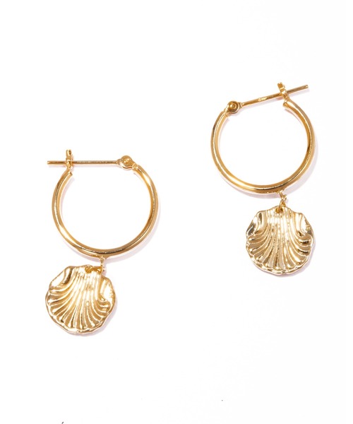 les bonbon（ルボンボン）の「【les bonbon】siren hoop pierce/セイレーン フープ ピアス 10金 コイン（ピアス（両耳用）・レディース・イエローゴールド・FREE）」の4枚目の写真