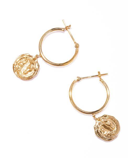 les bonbon（ルボンボン）の「【les bonbon】siren hoop pierce/セイレーン フープ ピアス 10金 コイン（ピアス（両耳用）・レディース・イエローゴールド・FREE）」の6枚目の写真