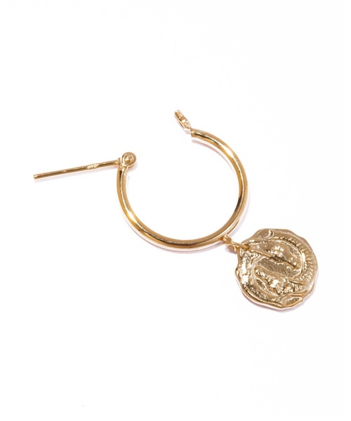 les bonbon（ルボンボン）の「【les bonbon】siren hoop pierce/セイレーン フープ ピアス 10金 コイン（ピアス（両耳用）・レディース・イエローゴールド・FREE）」の5枚目の写真