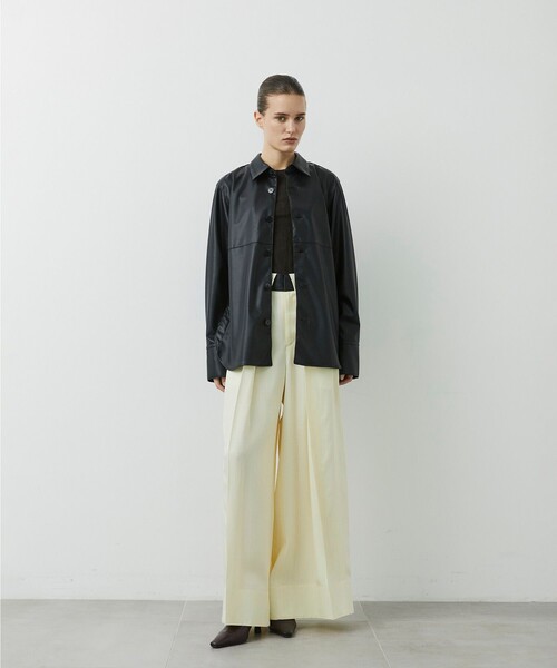CITY TOKYO(シティトウキョウ)の「【CITY TOKYO/シティートウキョウ】Leather Shirt/レザーシャツ(シャツ/ブラウス・レディース・ブラック・FREE)」の3枚目の写真