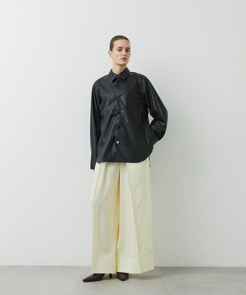 CITY TOKYO(シティトウキョウ)の「【CITY TOKYO/シティートウキョウ】Leather Shirt/レザーシャツ(シャツ/ブラウス・レディース・ブラック・FREE)」の2枚目の写真