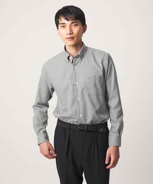 green label relaxing(グリーンレーベルリラクシング)の「エブリット コットンオックス ギンガムチェック スナップ ボタンダウン シャツ -イージーアイロン-(ビジネスシャツ・メンズ・ブラウン系/コバルトブルー/ブラック・S/XL/L/M)」の1枚目の写真