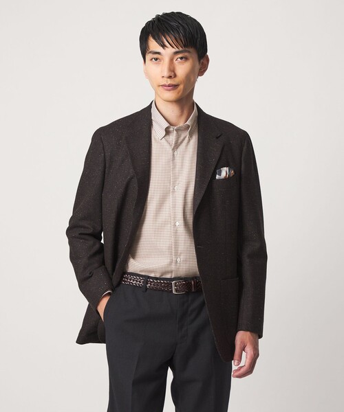 green label relaxing(グリーンレーベルリラクシング)の「エブリット コットンオックス ギンガムチェック スナップ ボタンダウン シャツ -イージーアイロン-(ビジネスシャツ・メンズ・ブラウン系/コバルトブルー/ブラック・S/XL/L/M)」の8枚目の写真