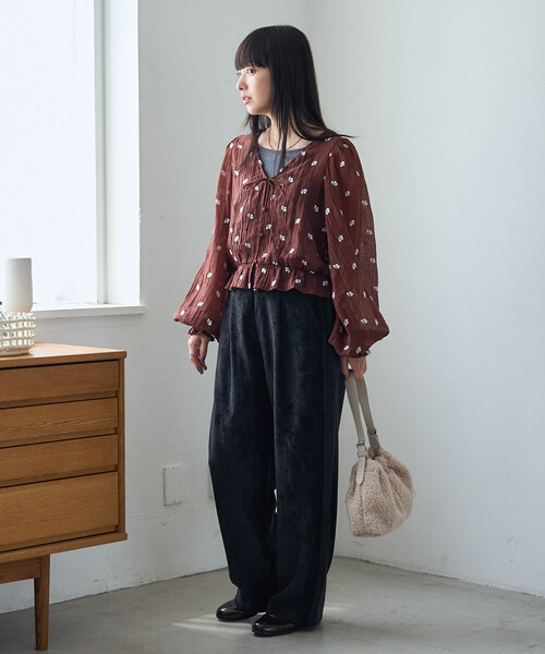 FREAK'S STORE(フリークスストア)の「花刺繍 シアーブラウス(シャツ/ブラウス・レディース・ブラウン/ブラック/オフホワイト・フリ-)」の22枚目の写真