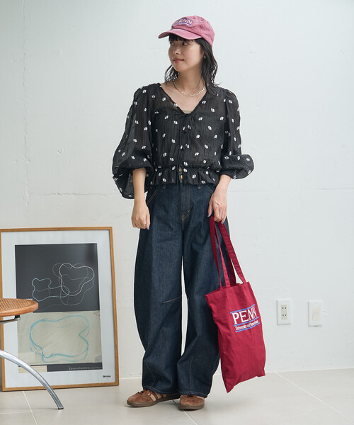 FREAK'S STORE(フリークスストア)の「花刺繍 シアーブラウス(シャツ/ブラウス・レディース・ブラウン/ブラック/オフホワイト・フリ-)」の4枚目の写真