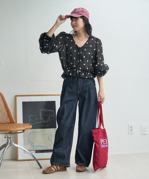 FREAK'S STORE(フリークスストア)の「花刺繍 シアーブラウス(シャツ/ブラウス・レディース・ブラウン/ブラック/オフホワイト・フリ-)」の5枚目の写真