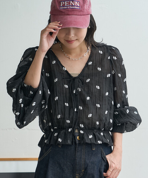 FREAK'S STORE(フリークスストア)の「花刺繍 シアーブラウス(シャツ/ブラウス・レディース・ブラウン/ブラック/オフホワイト・フリ-)」の8枚目の写真