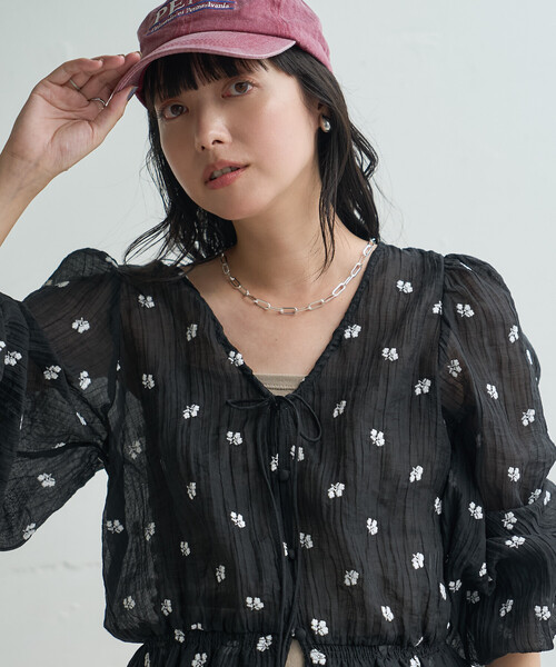 FREAK'S STORE(フリークスストア)の「花刺繍 シアーブラウス(シャツ/ブラウス・レディース・ブラウン/ブラック/オフホワイト・フリ-)」の10枚目の写真