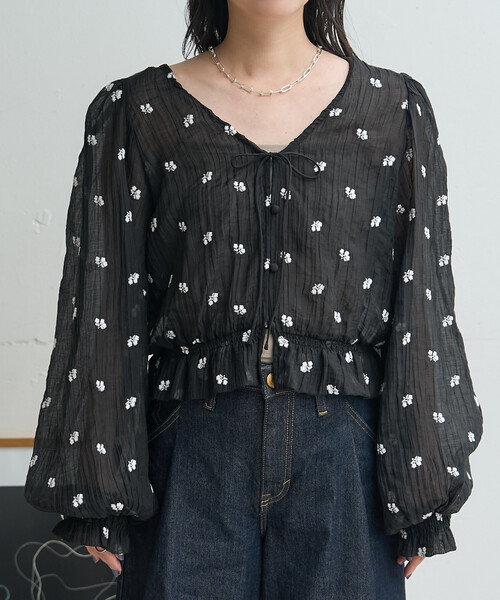 FREAK'S STORE(フリークスストア)の「花刺繍 シアーブラウス(シャツ/ブラウス・レディース・ブラウン/ブラック/オフホワイト・フリ-)」の13枚目の写真