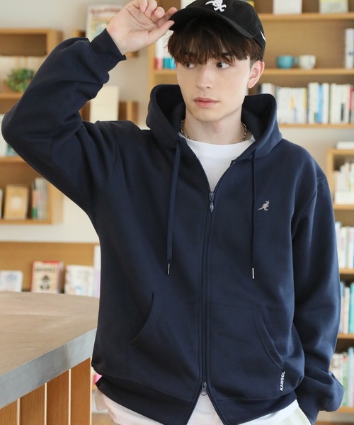 KANGOL(カンゴール)の「【KANGOL/カンゴール】別注 裏起毛 ワンポイント刺繍 ジップアップパーカー(パーカー・メンズ・ブラック/チャコールグレー/ライトグレー/アッシュグレー/ネイビー/ワイン・M/L/XL)」の5枚目の写真