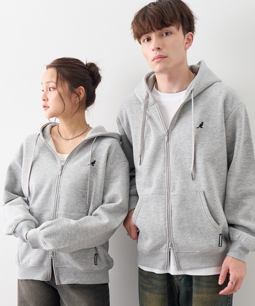 KANGOL(カンゴール)の「【KANGOL/カンゴール】別注 裏起毛 ワンポイント刺繍 ジップアップパーカー(パーカー・メンズ・ブラック/チャコールグレー/ライトグレー/アッシュグレー/ネイビー/ワイン・M/L/XL)」の20枚目の写真