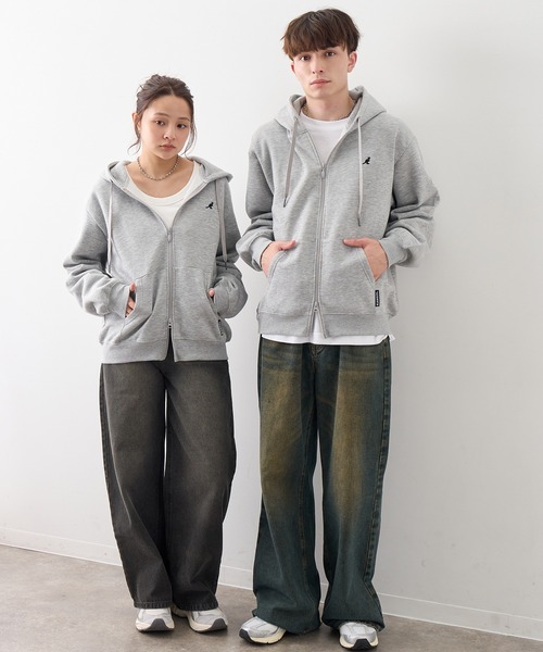 KANGOL(カンゴール)の「【KANGOL/カンゴール】別注 裏起毛 ワンポイント刺繍 ジップアップパーカー(パーカー・メンズ・ブラック/チャコールグレー/ライトグレー/アッシュグレー/ネイビー/ワイン・M/L/XL)」の19枚目の写真