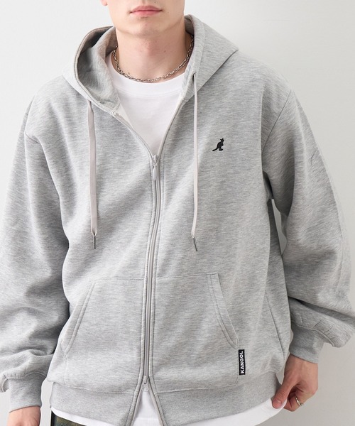 KANGOL(カンゴール)の「【KANGOL/カンゴール】別注 裏起毛 ワンポイント刺繍 ジップアップパーカー(パーカー・メンズ・ブラック/チャコールグレー/ライトグレー/アッシュグレー/ネイビー/ワイン・M/L/XL)」の15枚目の写真