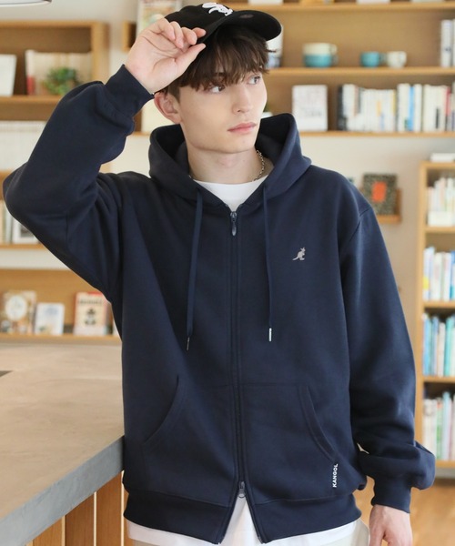 KANGOL(カンゴール)の「【KANGOL/カンゴール】別注 裏起毛 ワンポイント刺繍 ジップアップパーカー(パーカー・メンズ・ブラック/チャコールグレー/ライトグレー/アッシュグレー/ネイビー/ワイン・M/L/XL)」の8枚目の写真