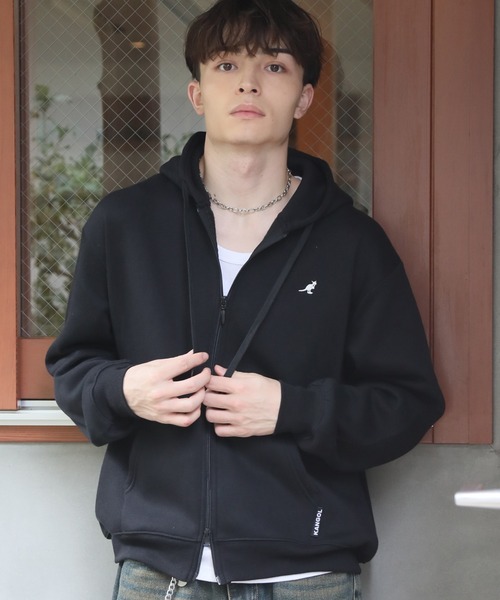 KANGOL(カンゴール)の「【KANGOL/カンゴール】別注 裏起毛 ワンポイント刺繍 ジップアップパーカー(パーカー・メンズ・ブラック/チャコールグレー/ライトグレー/アッシュグレー/ネイビー/ワイン・M/L/XL)」の12枚目の写真