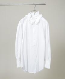crinkle crinkle crinkle/cotton frill collar shirts