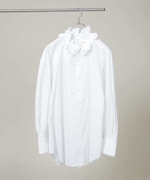 crinkle crinkle crinkle(クリンクルクリンクルクリンクル)の「crinkle crinkle crinkle/cotton frill collar shirts(シャツ/ブラウス・レディース・ブラック/ホワイト・FREE)」の1枚目の写真