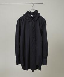 crinkle crinkle crinkle/cotton frill collar shirts