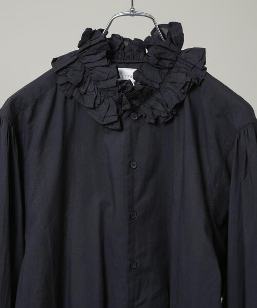 crinkle crinkle crinkle(クリンクルクリンクルクリンクル)の「crinkle crinkle crinkle/cotton frill collar shirts(シャツ/ブラウス・レディース・ブラック/ホワイト・FREE)」の4枚目の写真