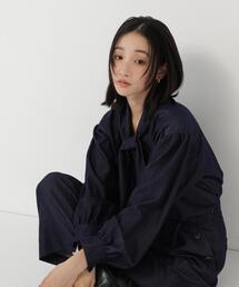 NATURAL BEAUTY BASIC | デニムライク SETUP リボンボウタイブラウス(シャツ/ブラウス)